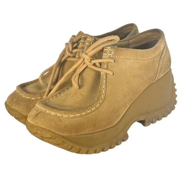 VTG Y2K Skechers Tan Suede Chunky Platform Shoes Lug Sole Womens Size 9.5 - Picture 2 of 10